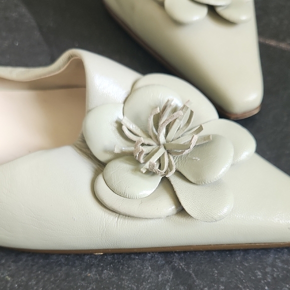Impo Cream Mules with Flower Accent - Picture 2 of 5